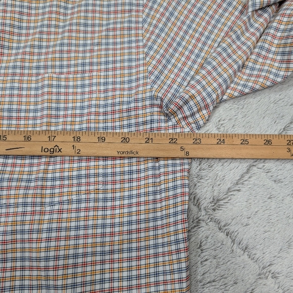 Turtleson Shirt Mens M Blue Yellow Checkered Button Up Polyester Office Preppy - Picture 5 of 7